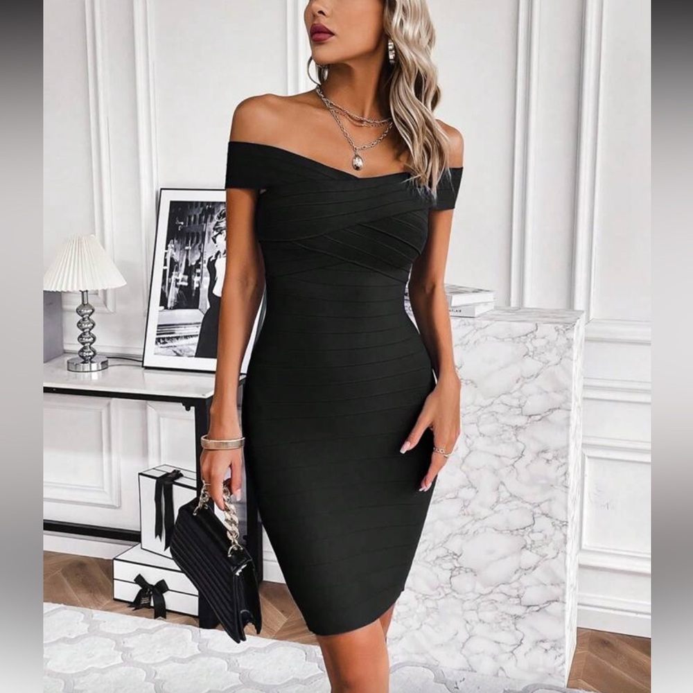 Elegant Off-Shoulder Black Dress